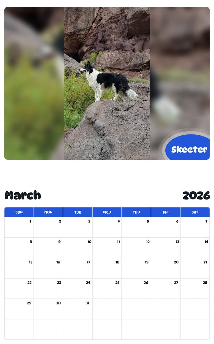 November 2025 - October 2026 Skeeter - Pawidols Pet Calendar