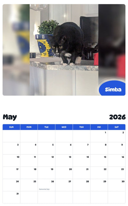 2026 - 2027 Simba - Pawidols Pet Calendar