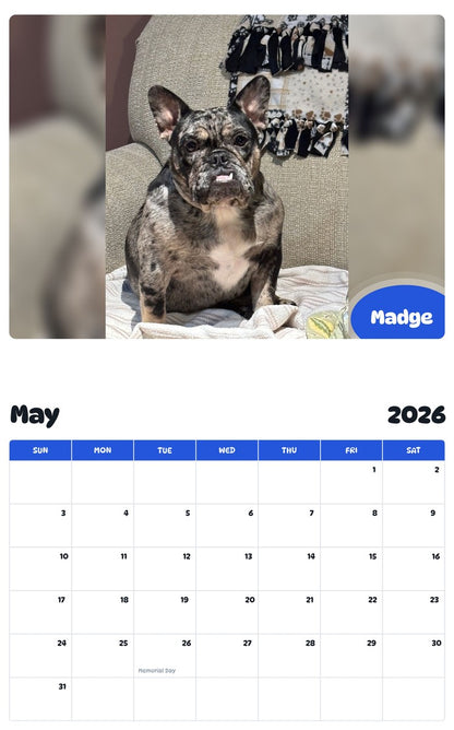 2026 - 2027 Madge - Pawidols Pet Calendar