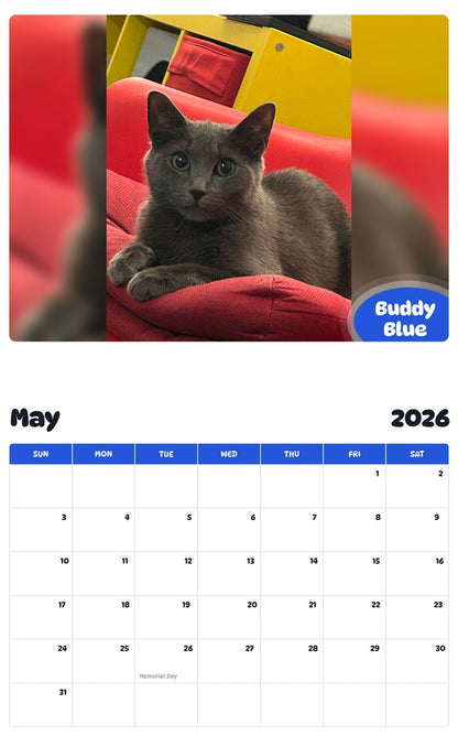2026 - 2027 Buddy Blue - Pawidols Pet Calendar