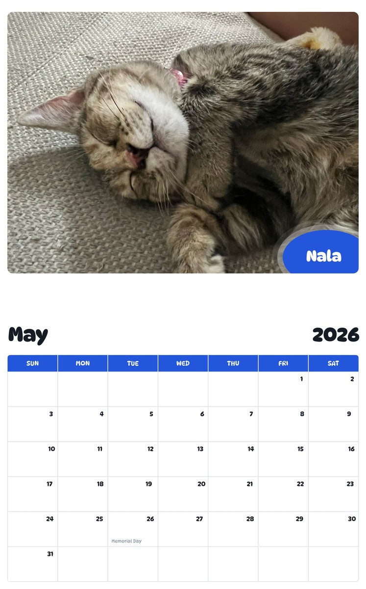 2026 - 2027 Nala - Pawidols Pet Calendar