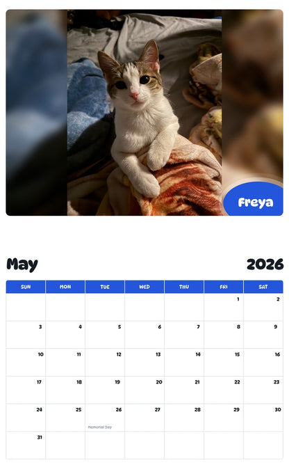 2026 - 2027 Freya - Pawidols Pet Calendar