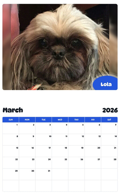 November 2025 - October 2026 Lola - Pawidols Pet Calendar