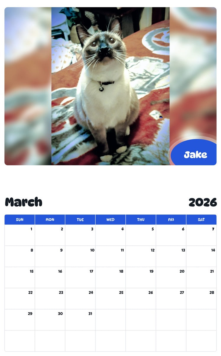 November 2025 - October 2026 Jake - Pawidols Pet Calendar
