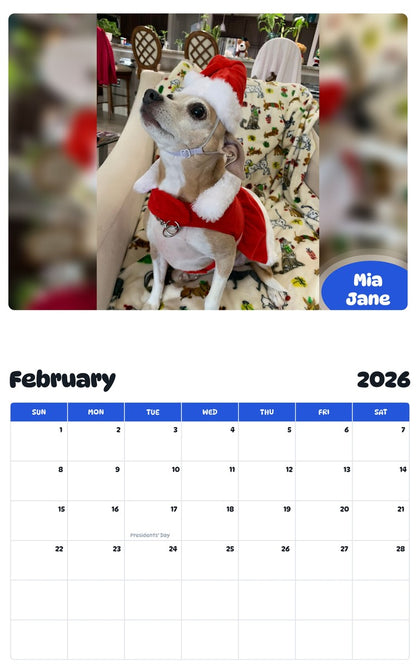 October 2025 - September 2026 Mia Jane - Pawidols Pet Calendar