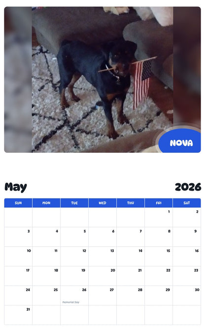 2026 - 2027 NOVA - Pawidols Pet Calendar