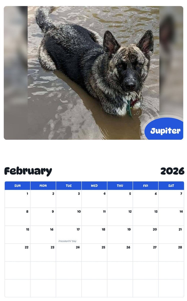 October 2025 - September 2026 Jupiter - Pawidols Pet Calendar