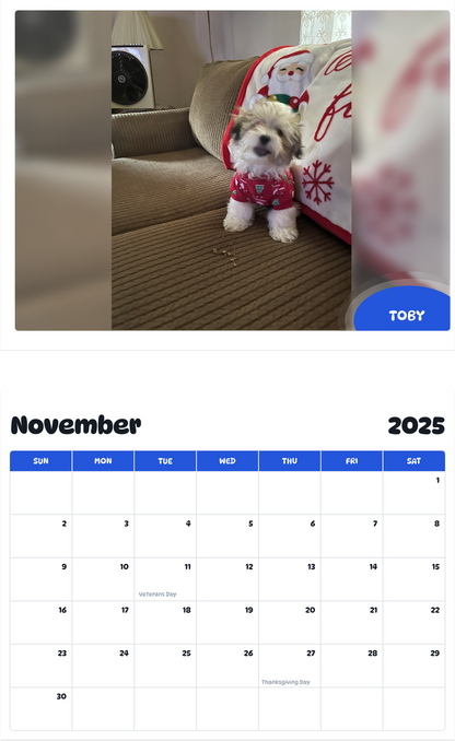 July 2025 - June 2026 Toby - Pawidols Pet Calendar