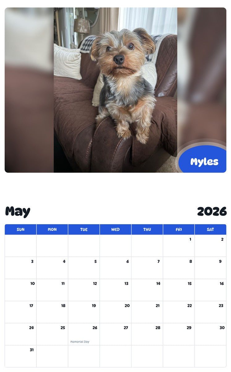 2026 - 2027 Myles - Pawidols Pet Calendar
