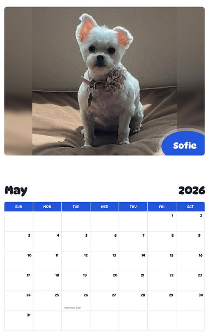 2026 - 2027 Sofie - Pawidols Pet Calendar