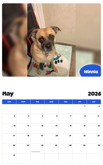 2026 - 2027 Winnie - Pawidols Pet Calendar