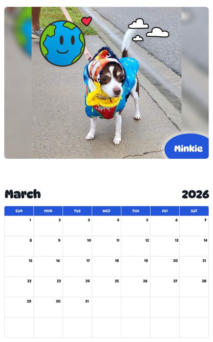 November 2025 - October 2026 Minkie - Pawidols Pet Calendar