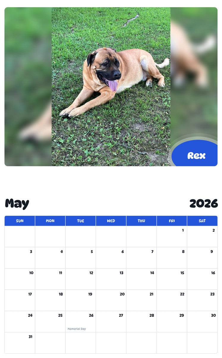 2026 - 2027 Rex - Pawidols Pet Calendar