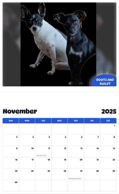 July 2025 - June 2026 Boots and Bailey - Pawidols Pet Calendar