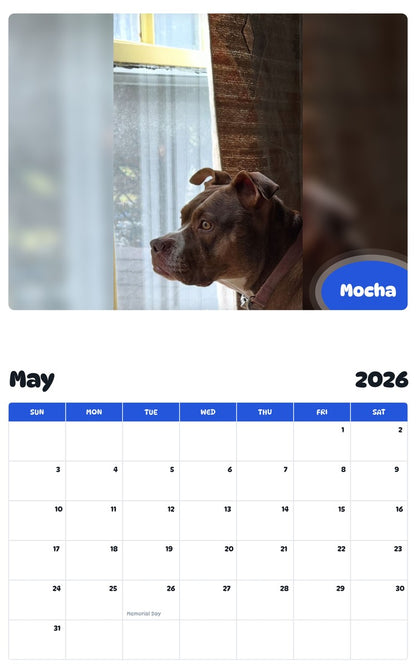 2026 - 2027 Mocha - Pawidols Pet Calendar