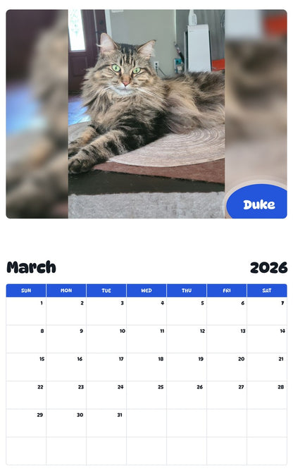 November 2025 - October 2026 Duke - Pawidols Pet Calendar