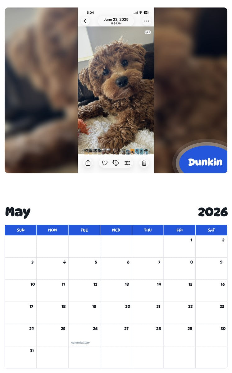 2026 - 2027 Dunkin - Pawidols Pet Calendar