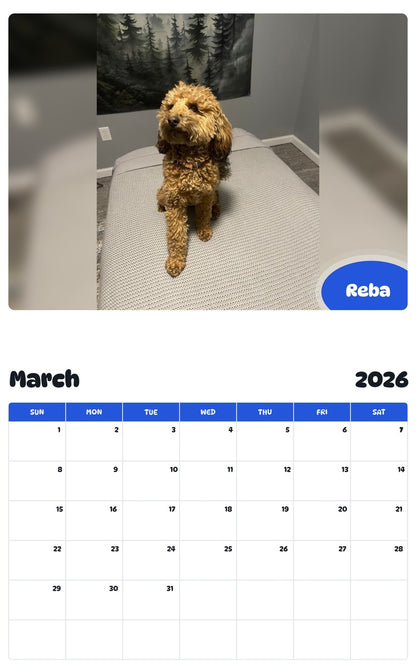 November 2025 - October 2026 Reba - Pawidols Pet Calendar