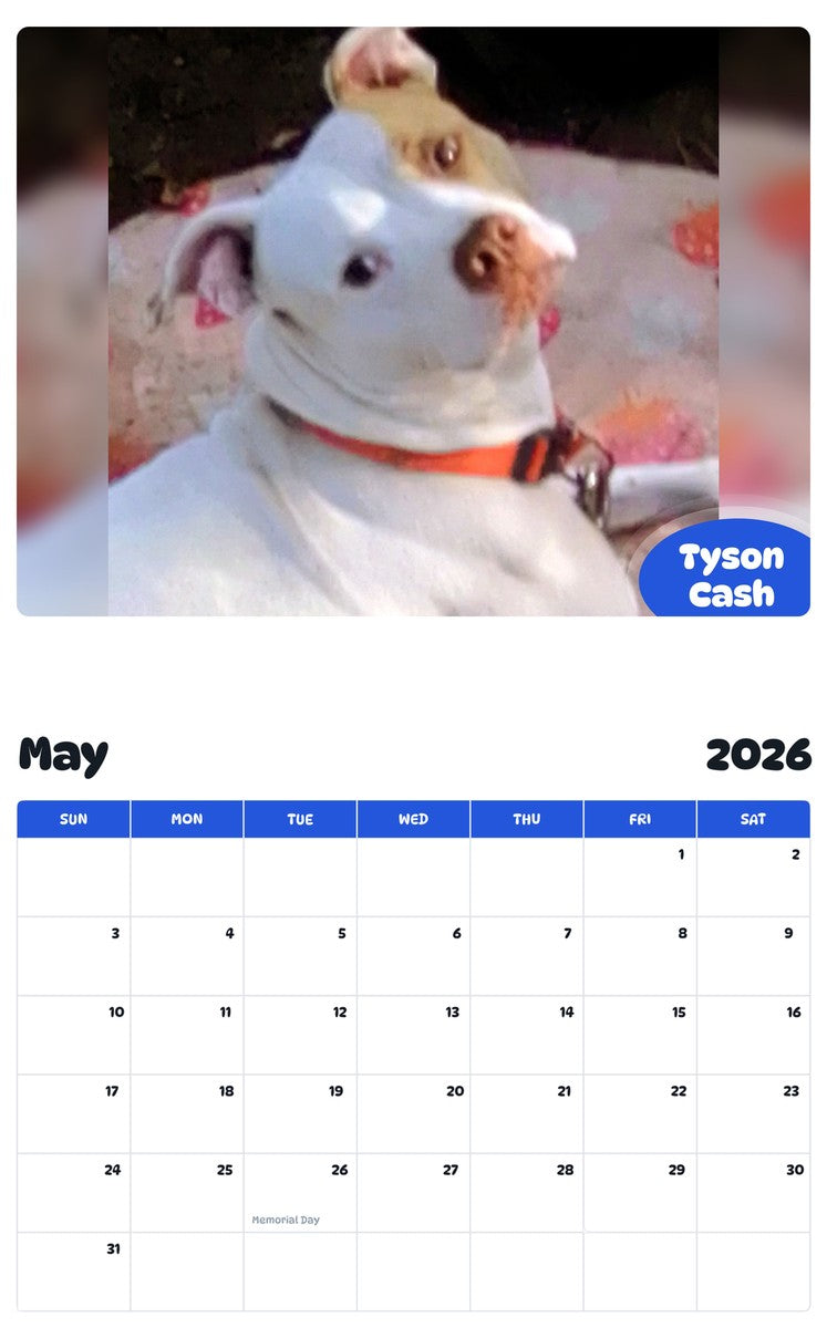 2026 - 2027 Tyson Cash - Pawidols Pet Calendar