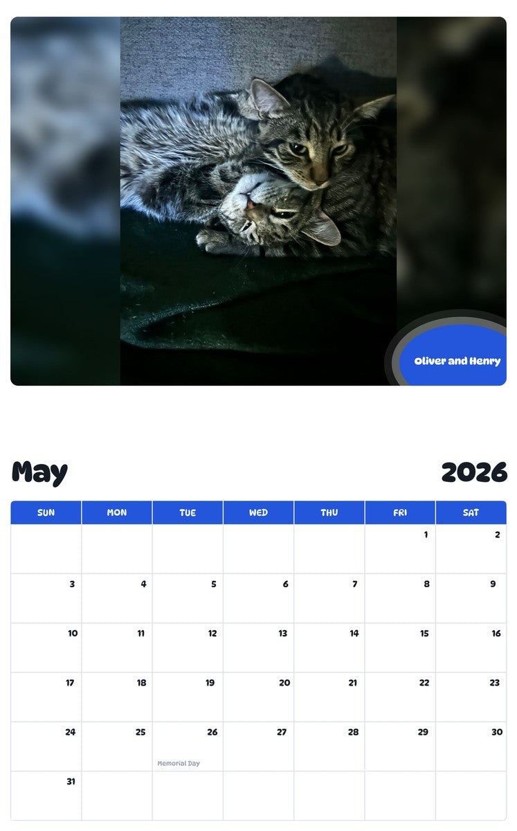 2026 - 2027 Oliver and Henry - Pawidols Pet Calendar