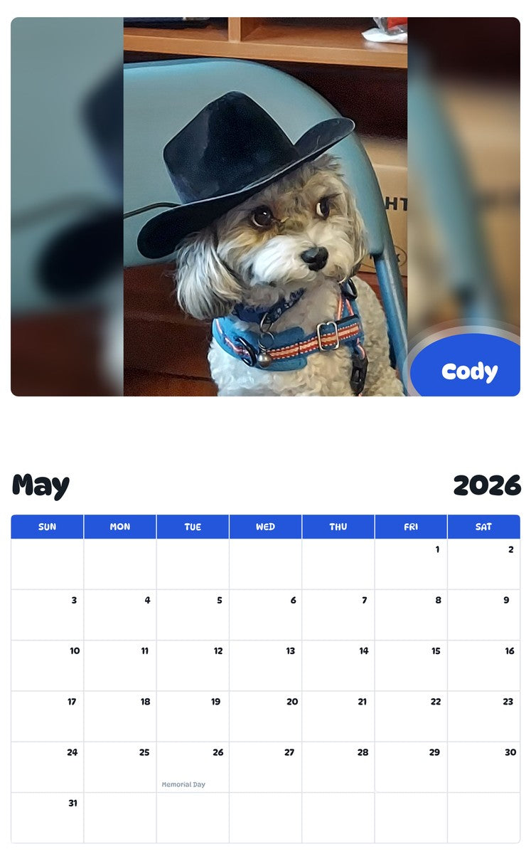 2026 - 2027 Cody - Pawidols Pet Calendar