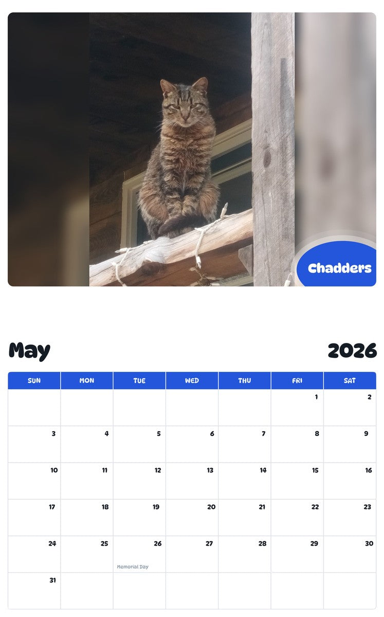 2026 - 2027 Chadders - Pawidols Pet Calendar