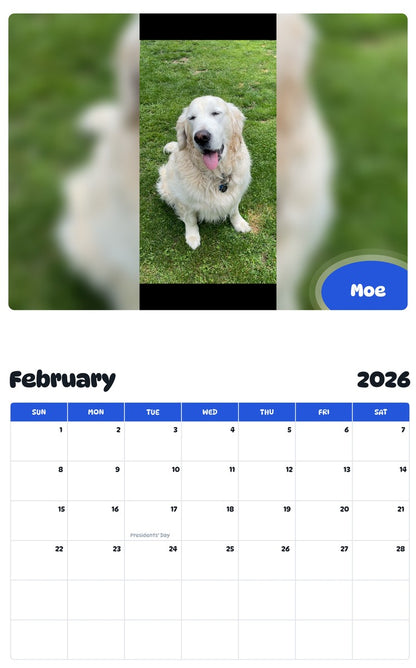 October 2025 - September 2026 Moe - Pawidols Pet Calendar