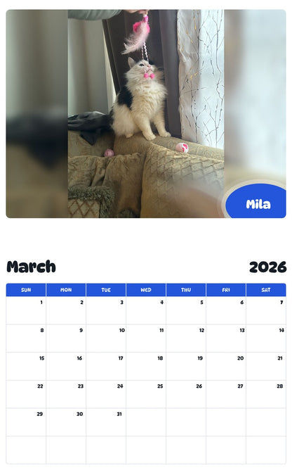 November 2025 - October 2026 Mila - Pawidols Pet Calendar