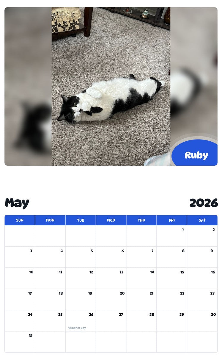 2026 - 2027 Ruby - Pawidols Pet Calendar