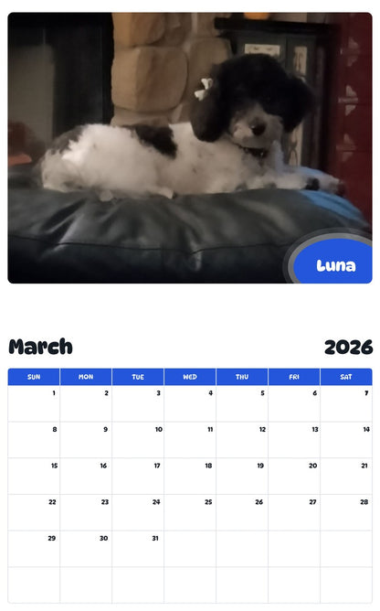 November 2025 - October 2026 Luna - Pawidols Pet Calendar