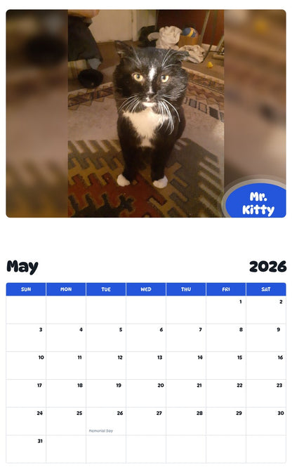 2026 - 2027 Mr. Kitty - Pawidols Pet Calendar