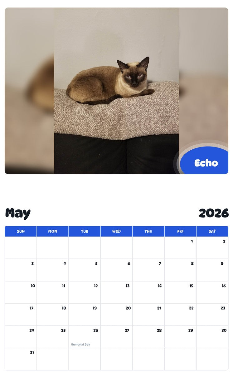 2026 - 2027 Echo - Pawidols Pet Calendar