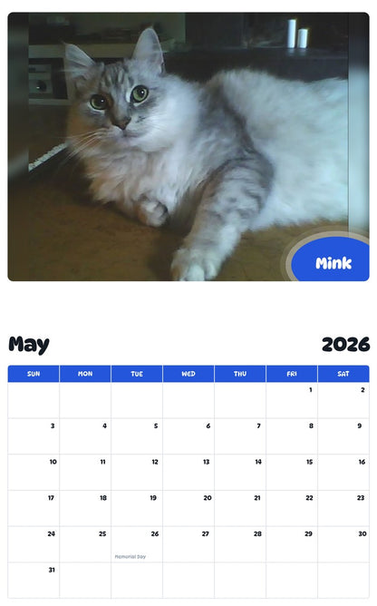 2026 - 2027 Mink - Pawidols Pet Calendar