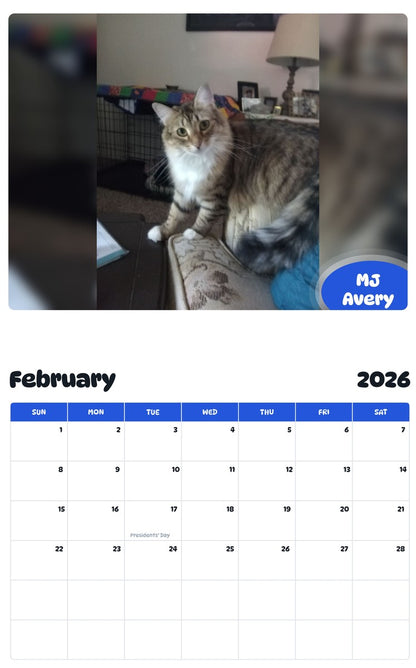 October 2025 - September 2026 MJ Avery - Pawidols Pet Calendar