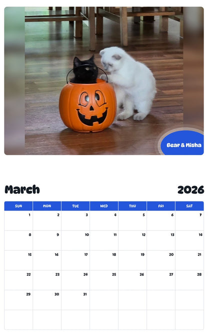 November 2025 - October 2026 Bear & Misha - Pawidols Pet Calendar