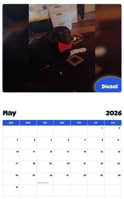 2026 - 2027 Diesel - Pawidols Pet Calendar