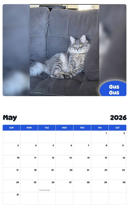 2026 - 2027 Gus Gus - Pawidols Pet Calendar