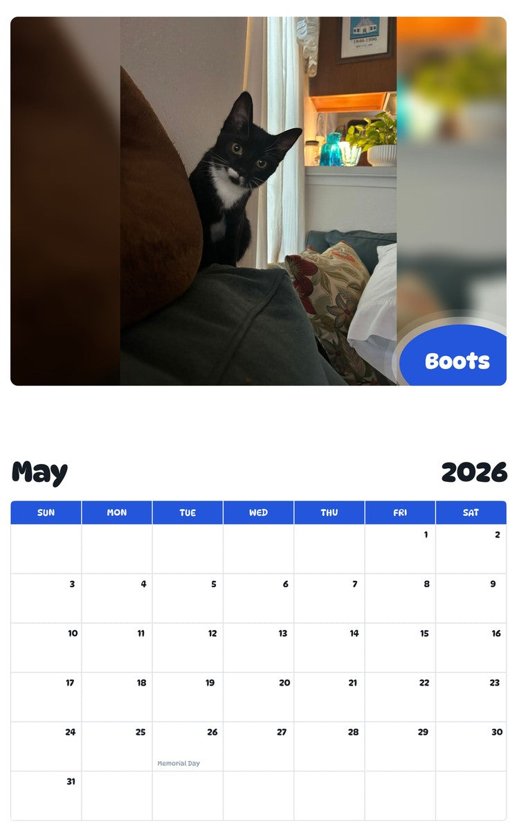 2026 - 2027 Boots - Pawidols Pet Calendar