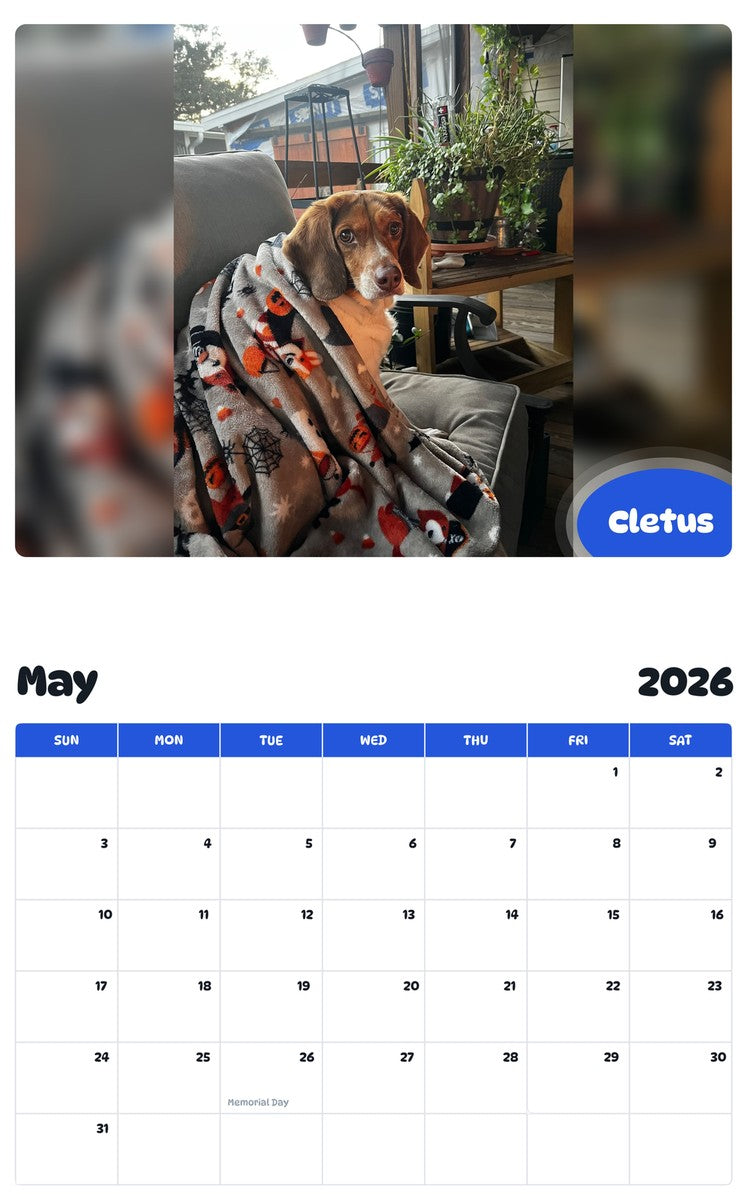 2026 - 2027 Cletus - Pawidols Pet Calendar