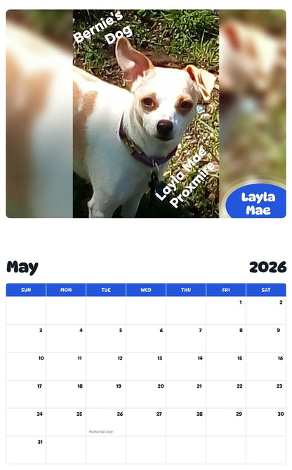 2026 - 2027 Layla Mae - Pawidols Pet Calendar