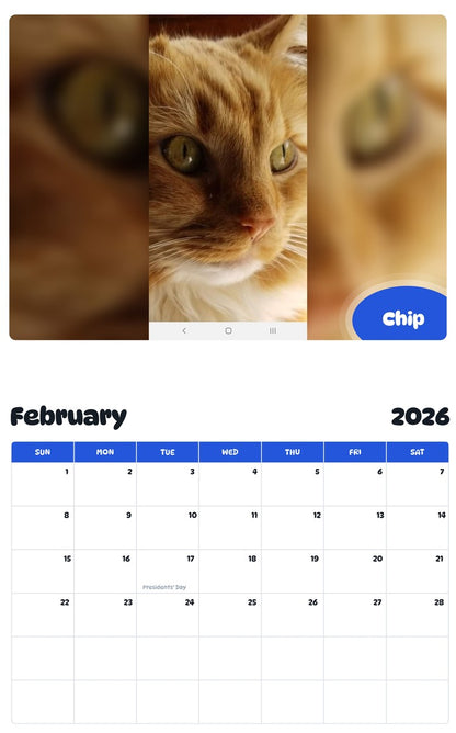 October 2025 - September 2026 Chip - Pawidols Pet Calendar