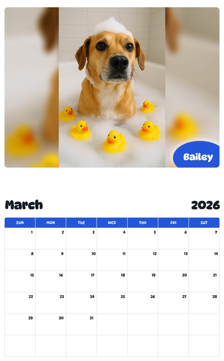 November 2025 - October 2026 Bailey - Pawidols Pet Calendar