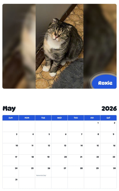 2026 - 2027 Roxie - Pawidols Pet Calendar