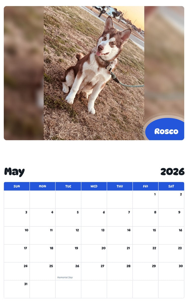 2026 - 2027 Rosco - Pawidols Pet Calendar