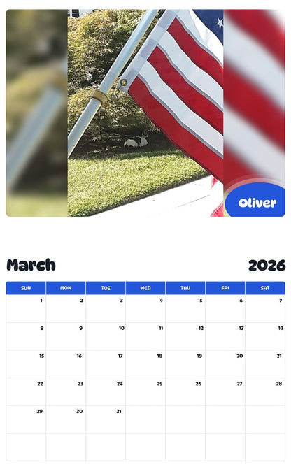November 2025 - October 2026 Oliver - Pawidols Pet Calendar