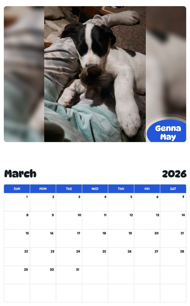 November 2025 - October 2026 Genna May - Pawidols Pet Calendar