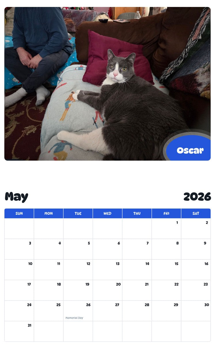 2026 - 2027 Oscar - Pawidols Pet Calendar