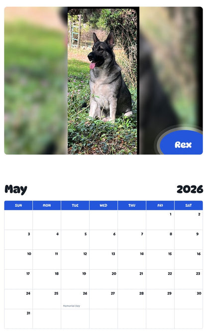 2026 - 2027 Rex - Pawidols Pet Calendar