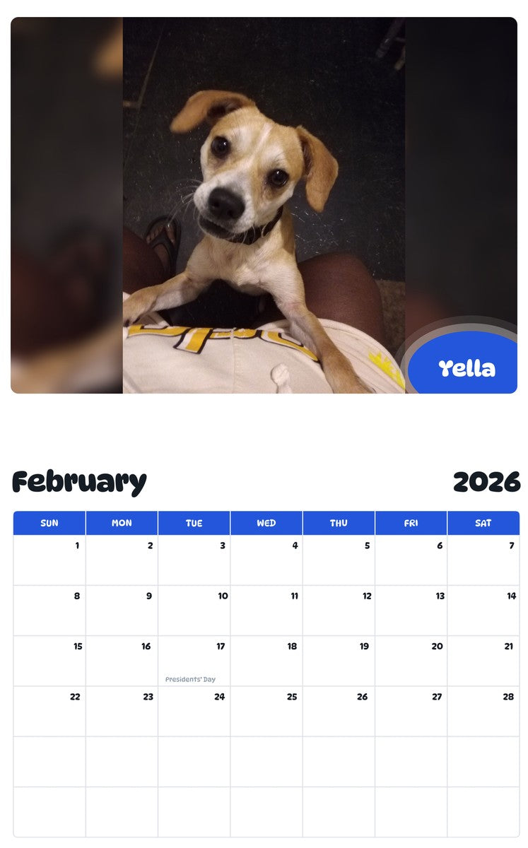 October 2025 - September 2026 Yella - Pawidols Pet Calendar