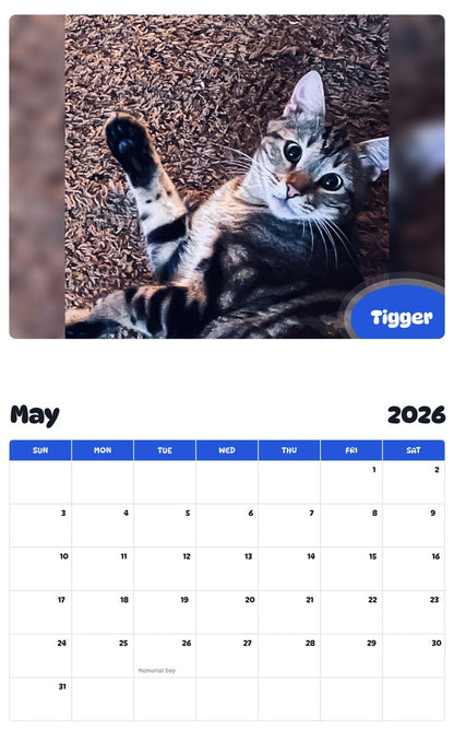 2026 - 2027 Tigger - Pawidols Pet Calendar